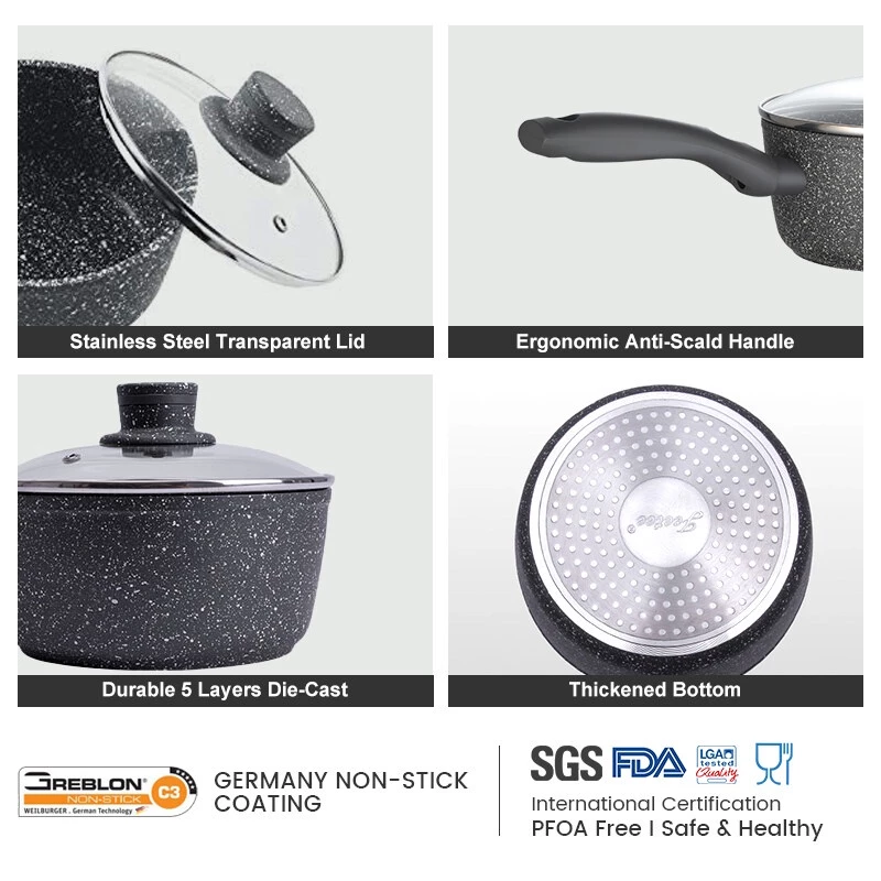 JEETEE Granite Non Stick Saucepan