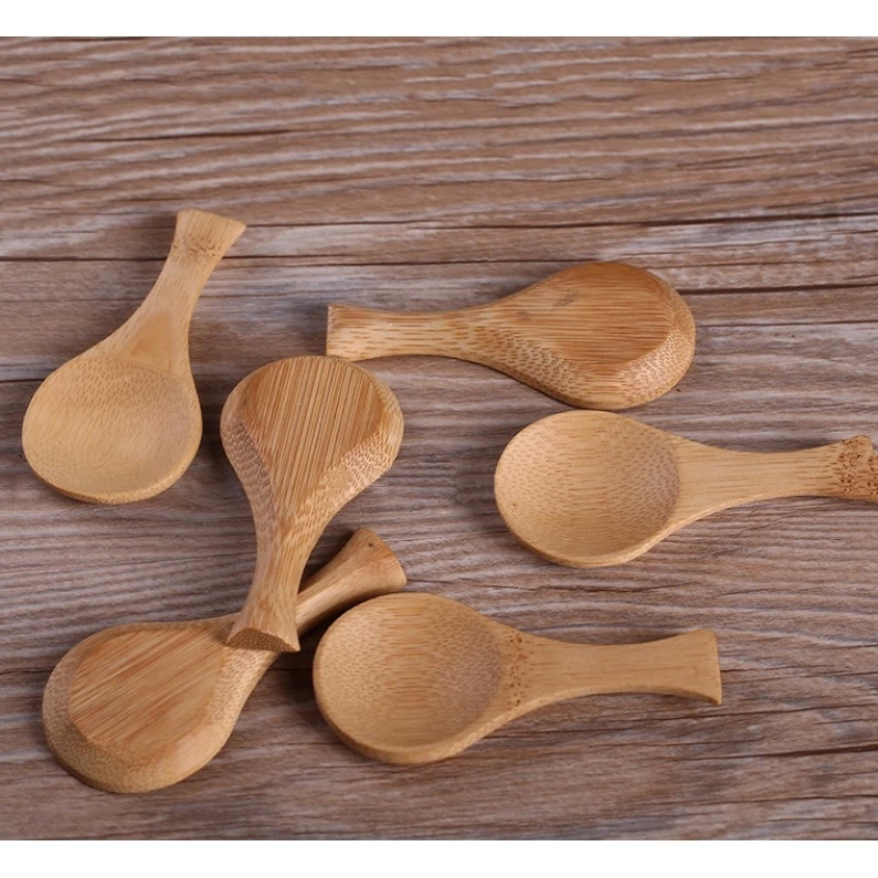 1pcs Mini Bamboo Wooden Scoop Condiment Scoop Flatware Coffee Tea Sugar Spoon Salt Spoon Jam Ice Cream spoon Kitchen Utensils