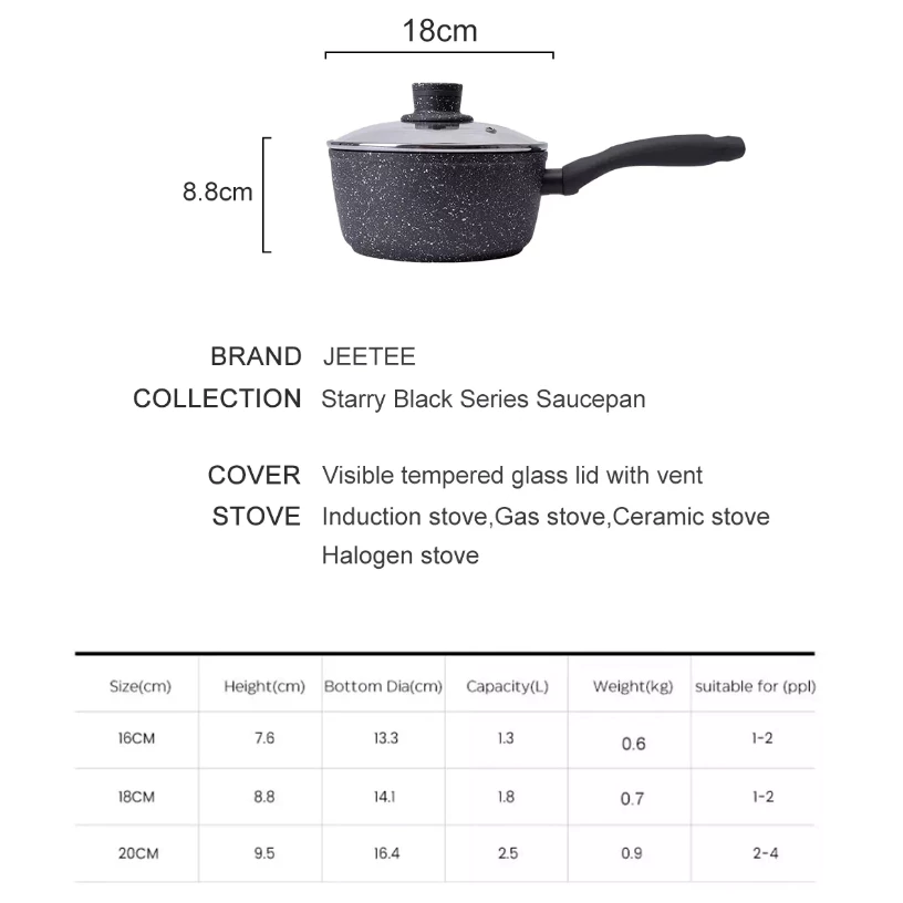 JEETEE Granite Non Stick Saucepan