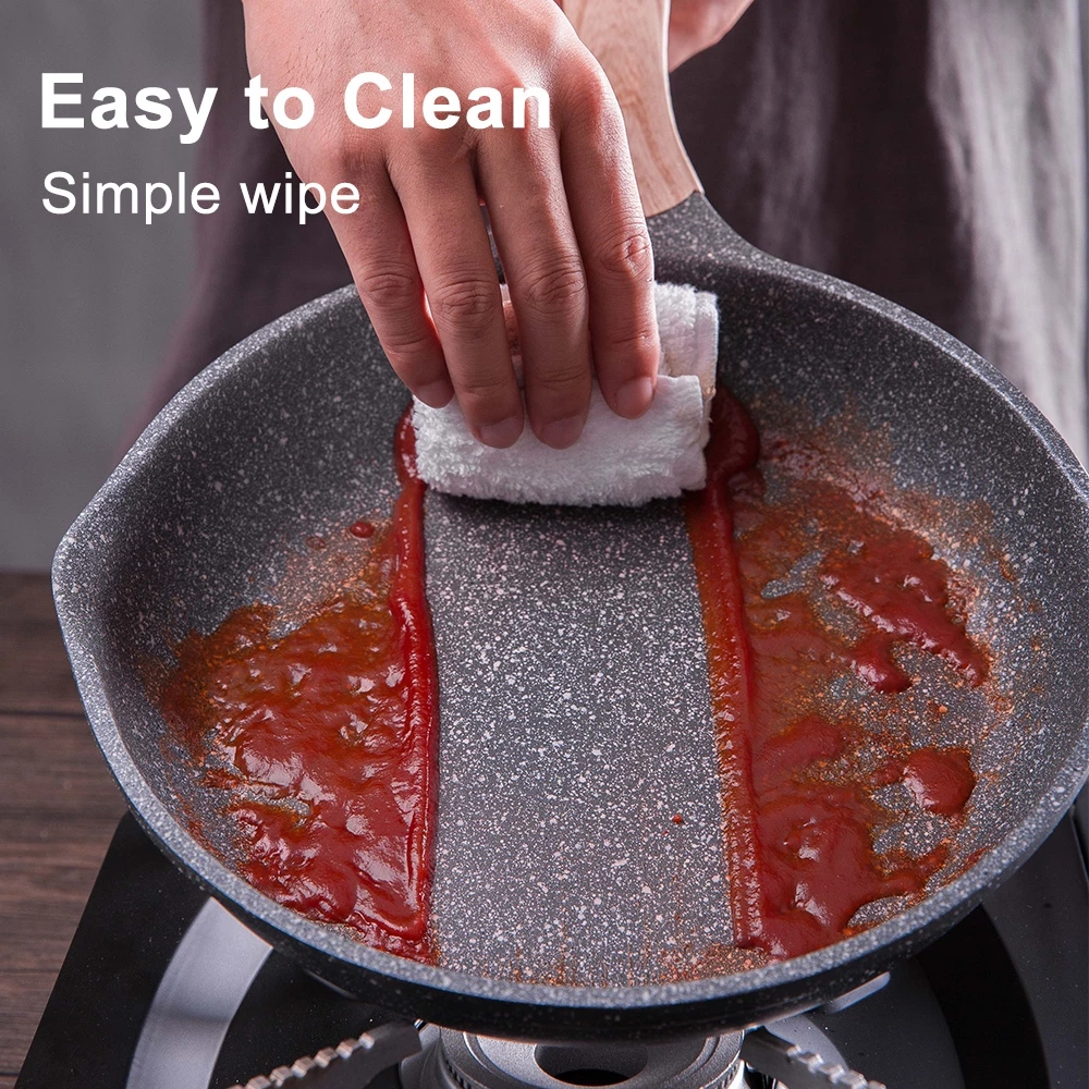 EETEE Granite Frying Pan Non Induction Cooker Cooking Pan Suitable for All Stoves