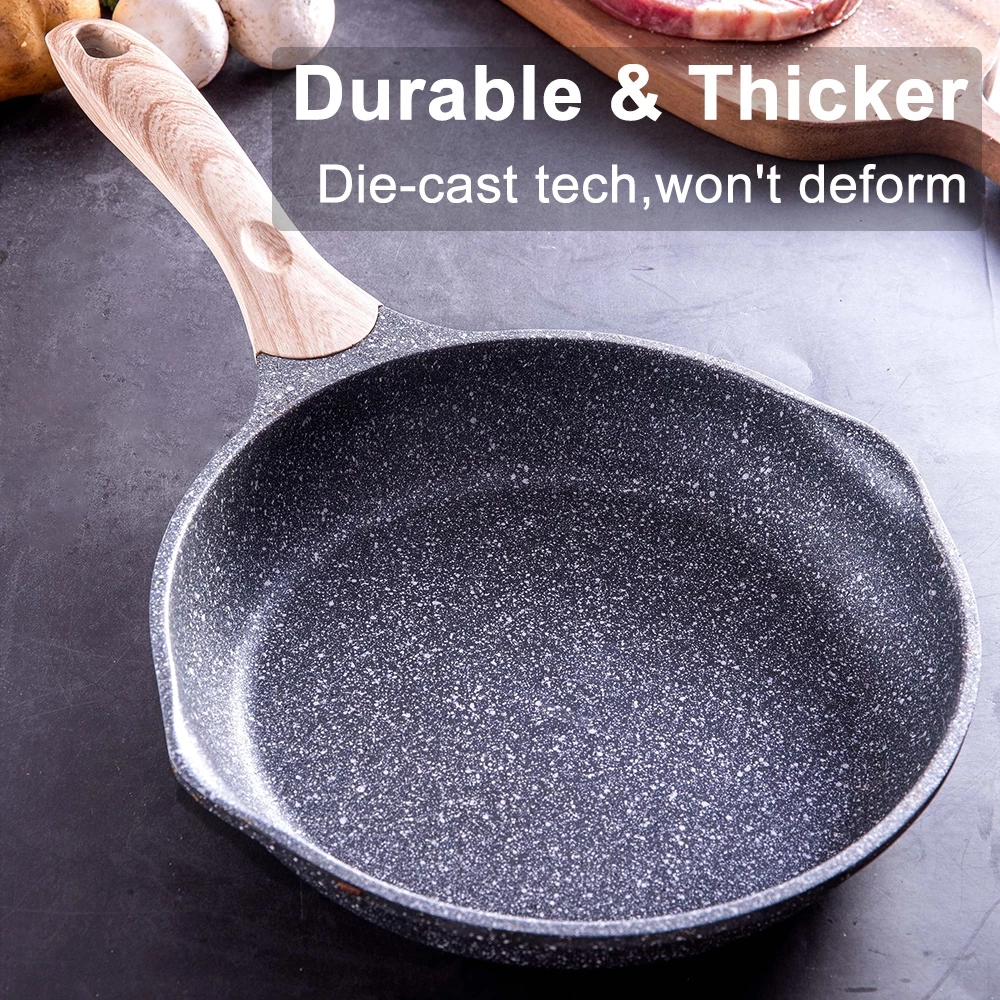 EETEE Granite Frying Pan Non Induction Cooker Cooking Pan Suitable for All Stoves