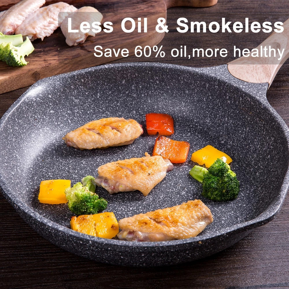 EETEE Granite Frying Pan Non Induction Cooker Cooking Pan Suitable for All Stoves