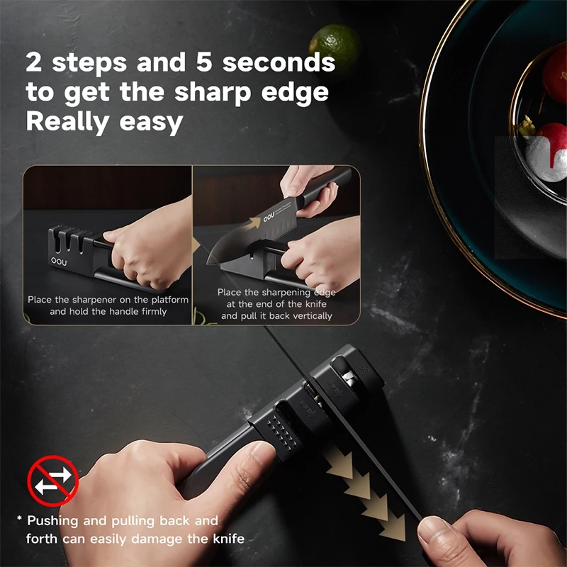 OOU 3-Stage Ceramic Stone Kitchen Knife Sharpener
