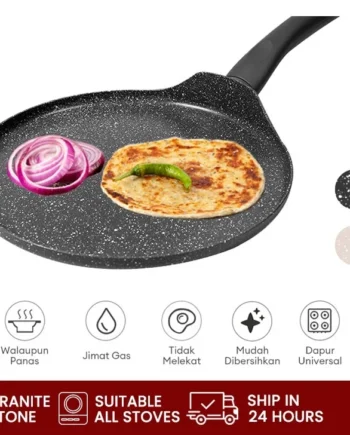 JEETEE Non Stick Crepe Pan Kuali leper Roti Jala Pancake Maker Pan Granite Flat Thosai Frying Pan