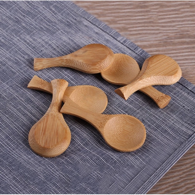 1pcs Mini Bamboo Wooden Scoop Condiment Scoop Flatware Coffee Tea Sugar Spoon Salt Spoon Jam Ice Cream spoon Kitchen Utensils