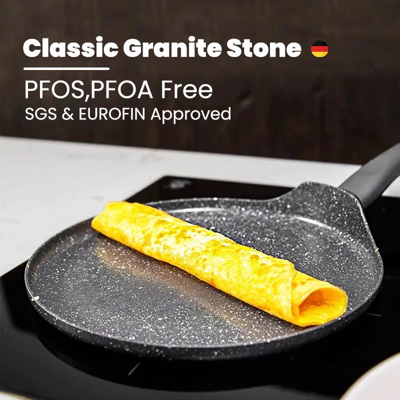 JEETEE Non Stick Crepe Pan Kuali leper Roti Jala Pancake Maker Pan Granite Flat Thosai Frying Pan