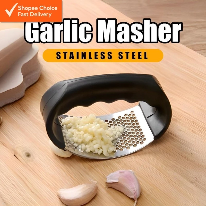 Handheld Garlic Press Stainless Steel Pressure Masher Chopping Manual Garlic Mincer Crusher Household Tools Kitchen