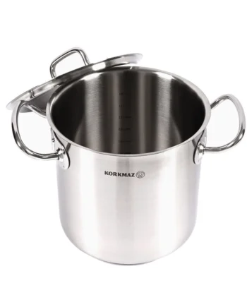 Korkmaz Proline Gastro Stainless Steel Stock Pot (Soup Pot), Heavy Duty Induction Pot