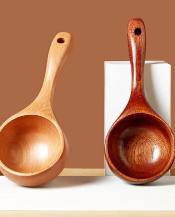 Wooden Water Spoon Household Solid Wood Ladle Wooden Handle