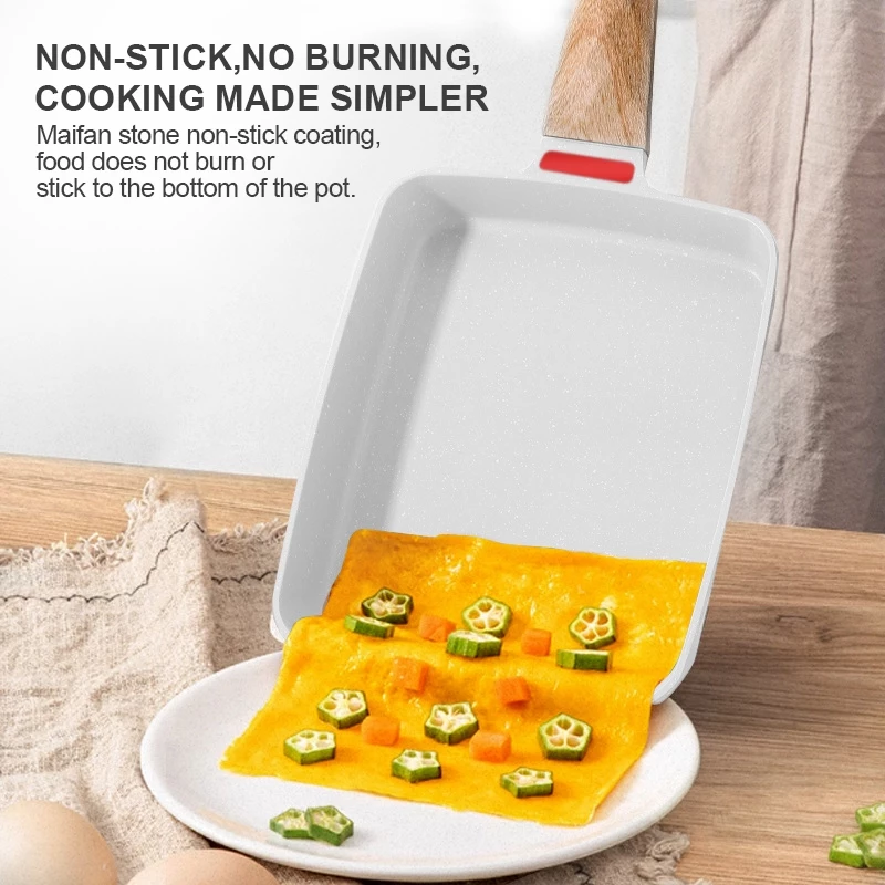 SUPVIBE 35CM Japanese Tamagoyaki Pan Non Stick Square Pan Fried Egg Pancake Frying Pan Breakfast Pan Suitable All Stove