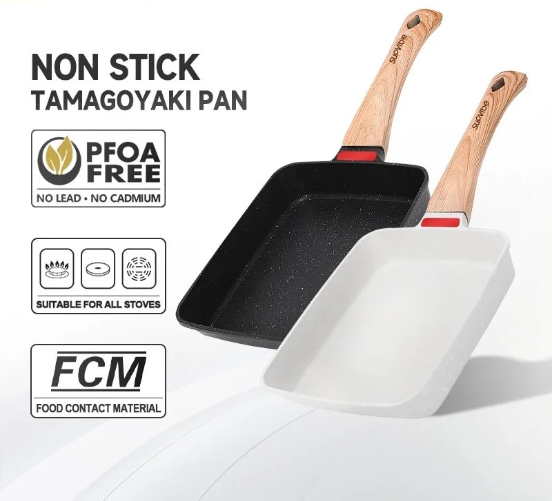 SUPVIBE 35CM Japanese Tamagoyaki Pan Non Stick Square Pan Fried Egg Pancake Frying Pan Breakfast Pan Suitable All Stove