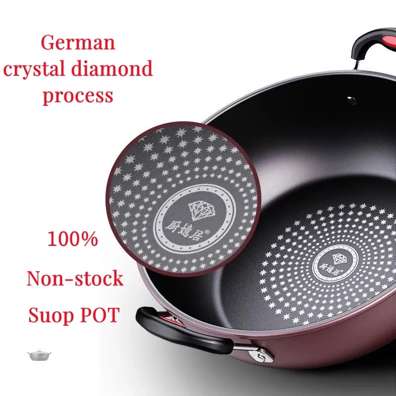 Soup Pot with Lid Non-Stick Wok Frying Pan Induction Cooker Thickened Stewpot Kitchenware