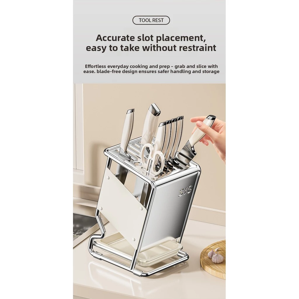 OVERGAP Slanted Stainless Steel Kitchen Knife Rack Shelf
