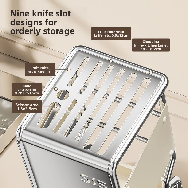 OVERGAP Slanted Stainless Steel Kitchen Knife Rack Shelf