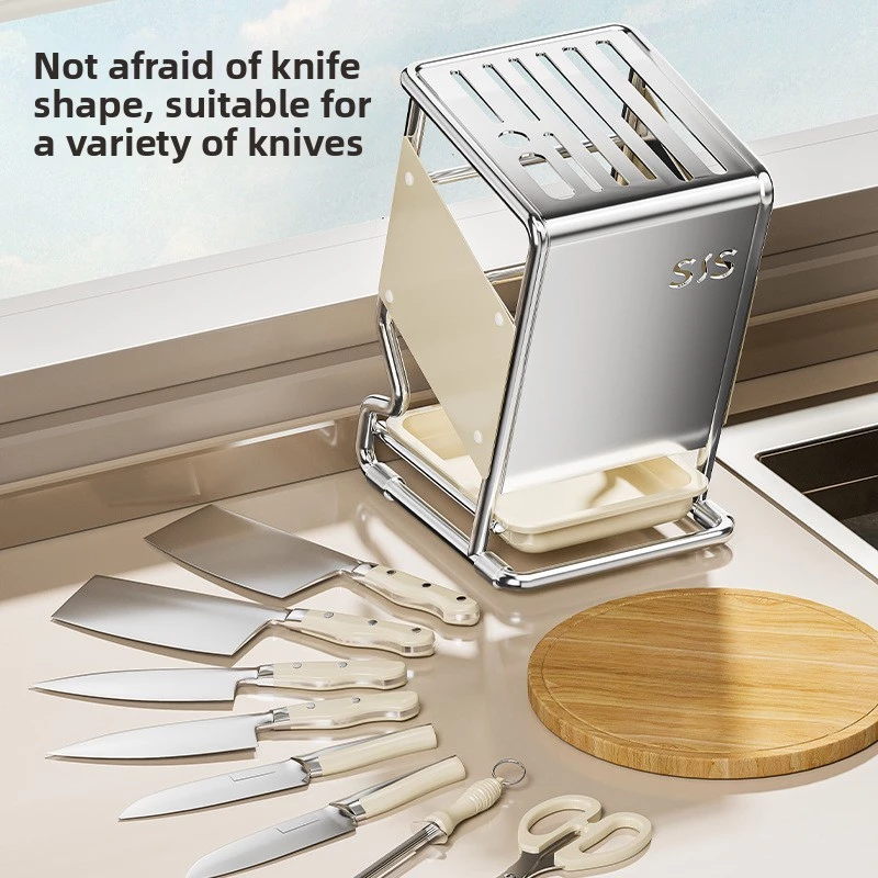 OVERGAP Slanted Stainless Steel Kitchen Knife Rack Shelf